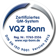 Siegel Zertifiziertes QM-System VQZ Bonn